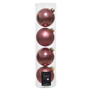 Decoris kerstballen - 4x st - oudroze - D10 cm - glas - kerstversiering