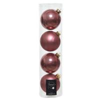 Decoris kerstballen - 4x st - oudroze - D10 cm - glas - kerstversiering - thumbnail