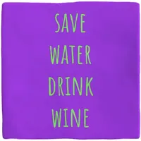 Plenty Gifts tegeltje keramiek save water drink wine 10x10cm paars