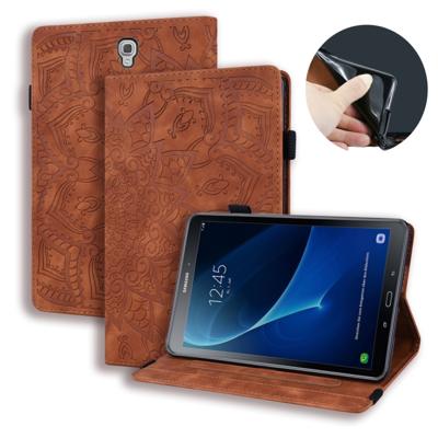 Voor Galaxy tab A 10 5 T590/T595 kalf patroon dubbele vouwen ontwerp reliëf lederen draagtas met houder & kaartsleuven & pen slot & elastische band (