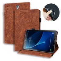 Voor Galaxy tab A 10 5 T590/T595 kalf patroon dubbele vouwen ontwerp reliëf lederen draagtas met houder & kaartsleuven & pen slot & elastische band (