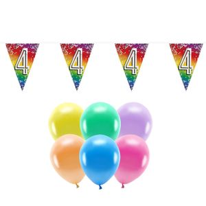 Boland Party 4e jaar verjaardag feest versieringen - Ballonnen en vlaggetjes