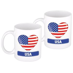 2x stuks i love Amerika mok / beker 300 ml - feest mokken