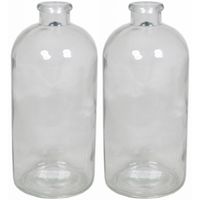 Set van 3x stuks glazen vaas/vazen 1600 ml smalle hals 11 x 20 cm