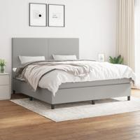 Boxspring met matras stof lichtgrijs 180x200 cm
