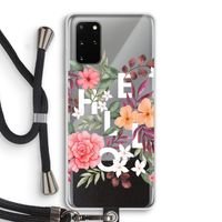 Hello in flowers: Samsung Galaxy S20 Plus Transparant Hoesje met koord