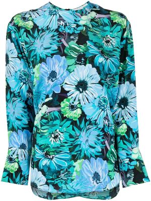 Stella McCartney blouse en soie à manches longues - Bleu
