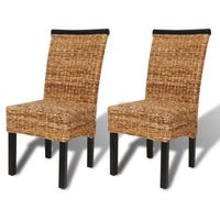 The Living Store Stoelen - Handgemaakt - Abaca Geweven - Set van 2 - 47x50x97 cm - Bruin - thumbnail