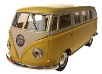 Toys Amsterdam bus Volkswagen T1 1962 pull back 1:32 staal geel - thumbnail