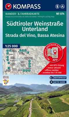 Wandelkaart 074 Südtiroler Weinstraße - Unterland | Kompass