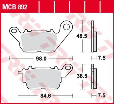 TRW Remblokken, en remschoenen voor de moto, MCB892 Allround organisch