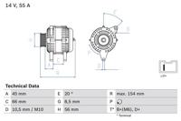 Dynamo / Alternator BOSCH, Spanning (Volt)14V, u.a. für Peugeot, Citroën, Talbot, Fiat - thumbnail