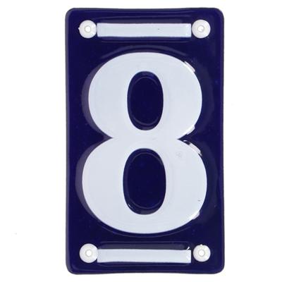 Best for Boots Huisnummer 8 - oudhollands - emaille - 8 x 12 cm - blauw/wit - nummer bordje