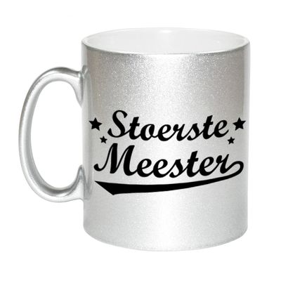 Stoerste meester bedankt zilveren mok / beker 330 ml