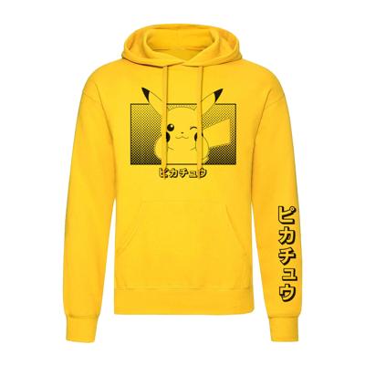 Unisex Hoodie Pokémon Pikachu Katakana Geel - Maat: L