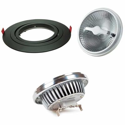 Inbouwspot LED zwart dimbaar AR111 12W 2000-2900K (set)