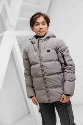 Ballin Amsterdam Logo Badge Padded Winterjas Kids Grijs - Maat 140 - Kleur: Grijs | Soccerfanshop