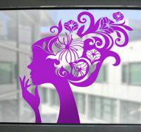 Sticker vrouw haren bloemen - thumbnail