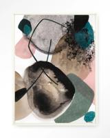 Urban Cotton Wandkleed 'Splash' 110 x 145cm in Floating Frame - off white