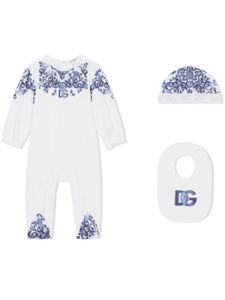 Dolce & Gabbana Kids trousseau de naissance à imprimé Majolica - Blanc