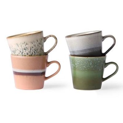 HKliving 70's Cappuccinomok 0,3 L - Set van 4 - Virgo HKliving 70's Cappuccinomok 0,3 L - Set van 4 - Virgo