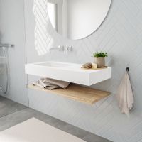 Mondiaz Alan badmeubel 100 cm planchet washed oak vrijhangend wastafel links zonder kraangat wit