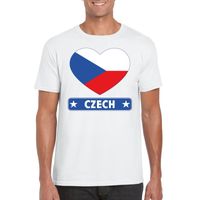 Tsjechie hart vlag t-shirt wit heren 2XL  -