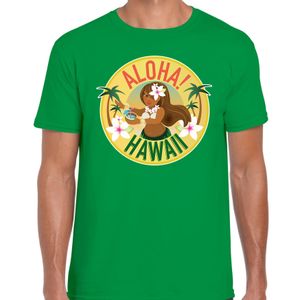 Hawaii feest t-shirt / shirt Aloha Hawaii groen voor heren