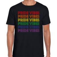 Gay Pride T-shirt voor heren - pride vibes - zwart - regenboog - LHBTI