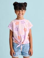 Gestreept T-shirt voor meisjes met sierstrik lavendel