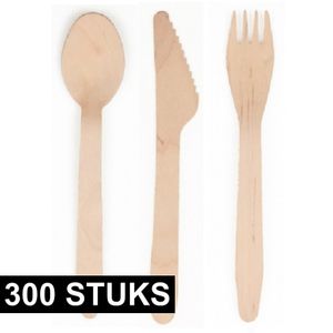 Houten bestek set  300 delig   -