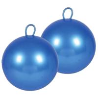 Summer Play skippybal - 2x stuks - blauw - 60 cm - pvc - springbal - kinderen - buitenspeelgoed