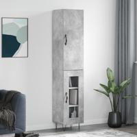 Hoge kast 34,5x34x180 cm bewerkt hout betongrijs