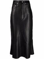 Rick Owens jupe mi-longue en cuir - Noir