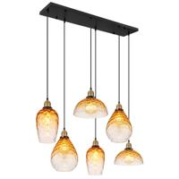 Globo 6-lichts hanglampSalvy amber glas honinggraat - 15786-6H