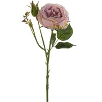 Kunstbloem roos Anne - lila paars - 37 cm - decoratie bloemen