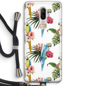 Kleurrijke papegaaien: OnePlus 6 Transparant Hoesje met koord