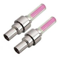 Fietswielverlichting firefly ventiel LED lampjes roze 2 stuks - thumbnail