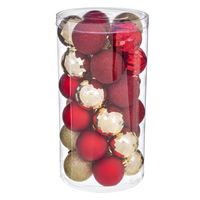 60x stuks kerstballen mix rood/champagne glans en mat kunststof 6 cm