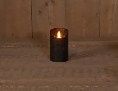 Anna&apos;s Collection LED kaars flame effect rustiek 7.5x12.5cm zwart 1 stuks