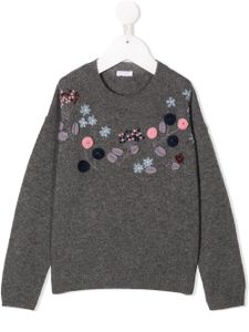 Il Gufo pull à fleurs brodées - Gris