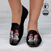 Dames Platte schoenen Instappers Schoenen afdrukken Kerstschoenen Grote maten Kerstmis Dagelijks 3D Zomer Winter Platte hak Vierkante Teen Gesloten teen Casual Comfortabel Vliegende weven Leegloper Lightinthebox