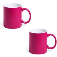 Koffiemok en Drinkbeker Allegra - 6x - roze/wit - 350 ml - Keramiek - Mokken