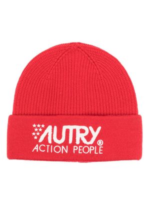 Autry bonnet nervuré à logo brodé - Rouge