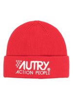 Autry bonnet nervuré à logo brodé - Rouge