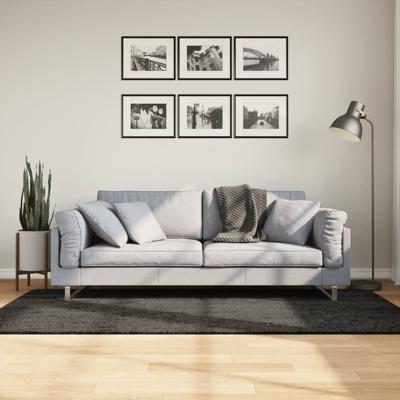 VidaXL Vloerkleed istan hoogpolig glanzend 100x200 cm antracietkleurig