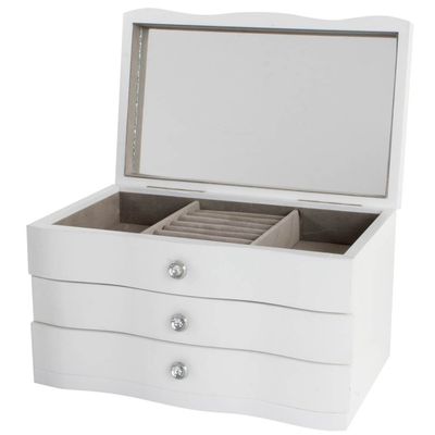 Sieradenkist/juwelenkist met lades wit van hout 27 x 18 x 16 cm