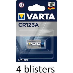 4 stuks (4 blisters a 1 st) Varta CR123A Wegwerpbatterij Lithium