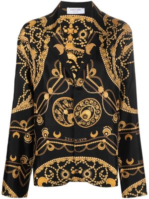 Marine Serre chemise en soie à motif chaînes - Noir