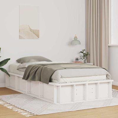 Bedframe met opslag Wit 100 x 200 cm Massief grenenhout